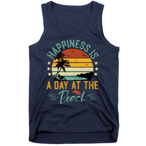 Happiness Is A Day At The Beach Funny Retro Sunset Summer Vibes Tank Top