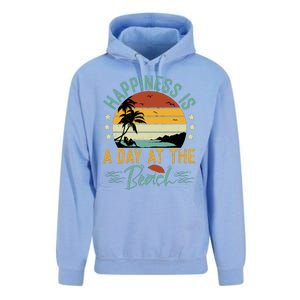 Happiness Is A Day At The Beach Funny Retro Sunset Summer Vibes Unisex Surf Hoodie