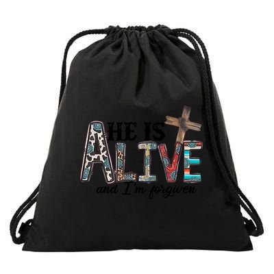 He Is Alive Easter Christian Easter Day Jesus Family Easter Drawstring Bag