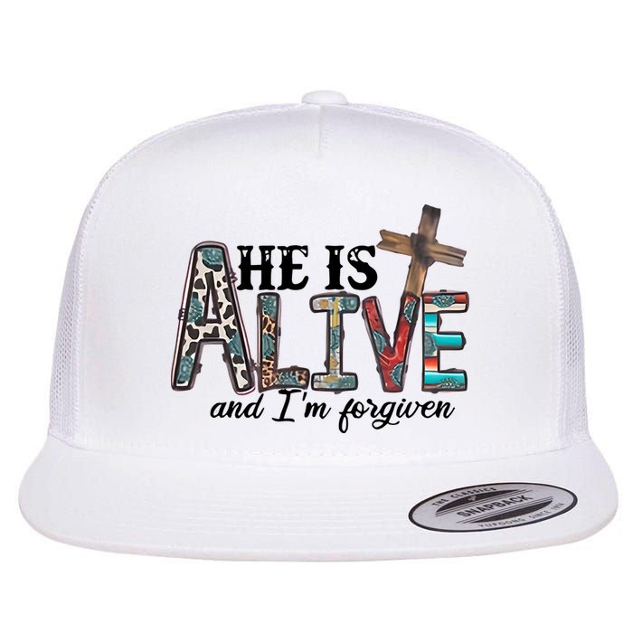 He Is Alive Easter Christian Easter Day Jesus Family Easter Flat Bill Trucker Hat