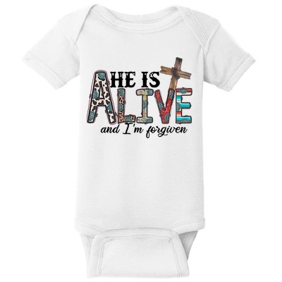 He Is Alive Easter Christian Easter Day Jesus Family Easter Baby Bodysuit