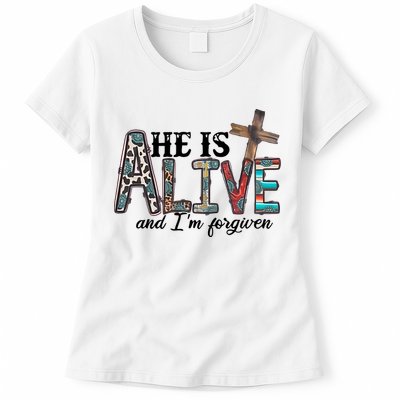 He Is Alive Easter Christian Easter Day Jesus Family Easter Womens T-Shirt
