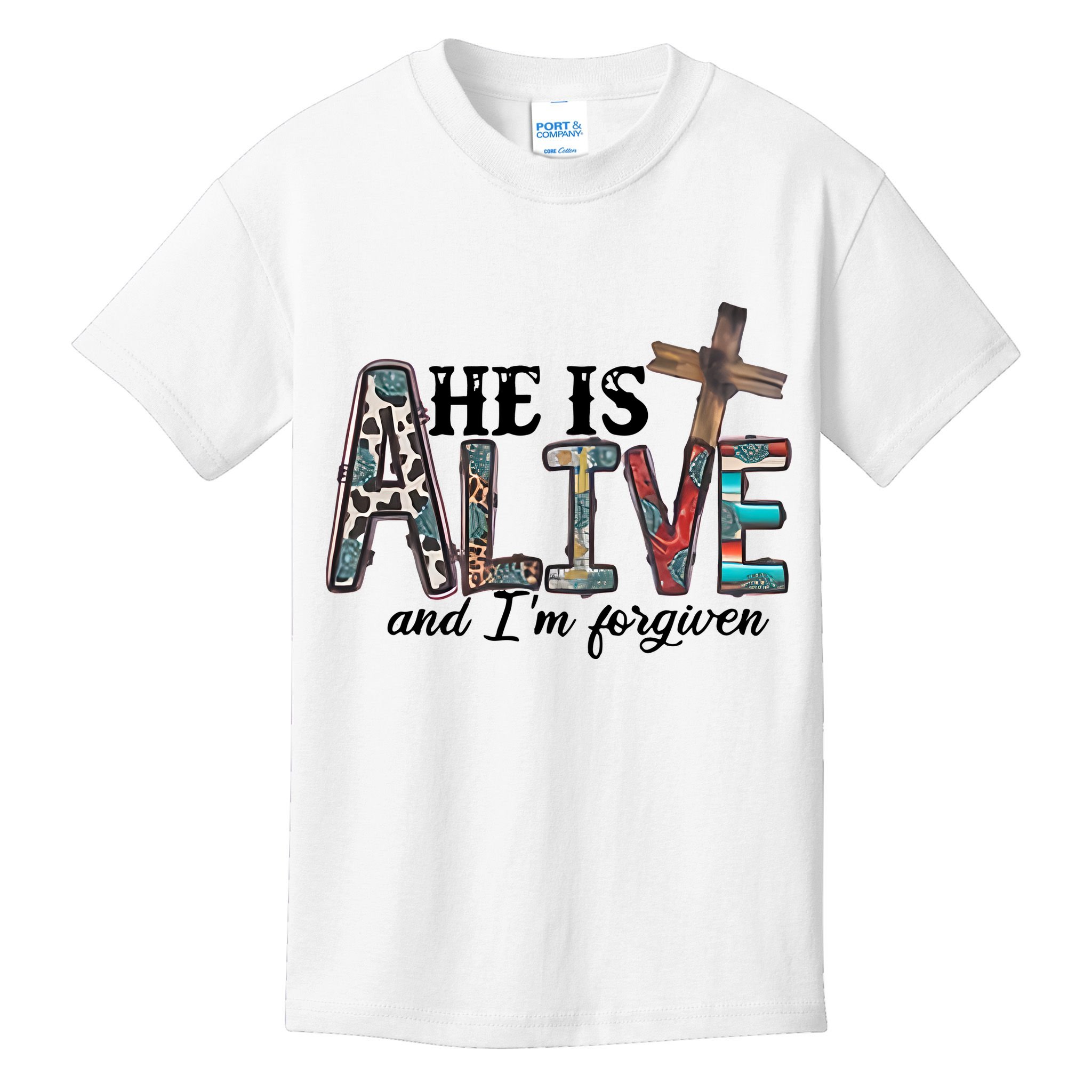 He Is Alive Easter Christian Easter Day Jesus Family Easter Kids T-Shirt