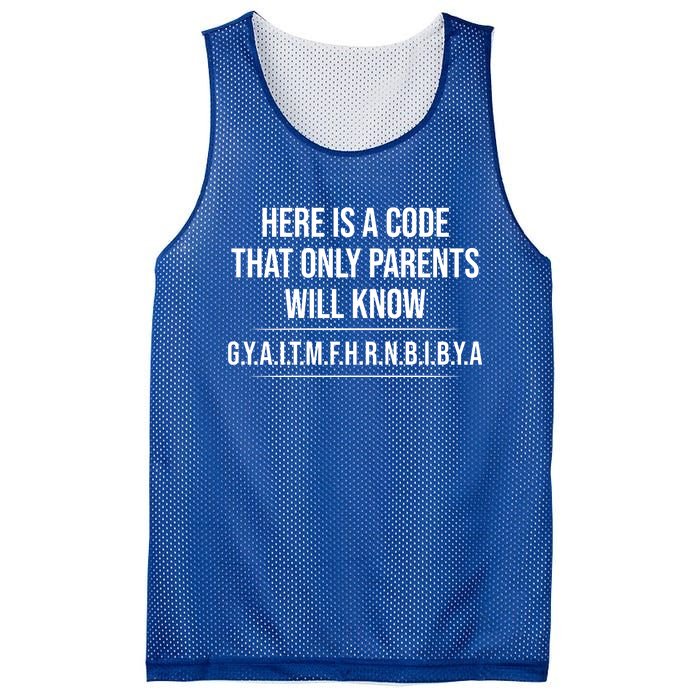 Here Is A Code That Only Parents Will Know Funny Letter Mesh Reversible Basketball Jersey Tank