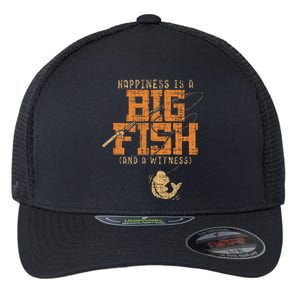 Happiness Is A Big Fish And A Witness Fishing Tee Flexfit Unipanel Trucker Cap