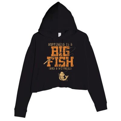 Happiness Is A Big Fish And A Witness Fishing Tee Crop Fleece Hoodie