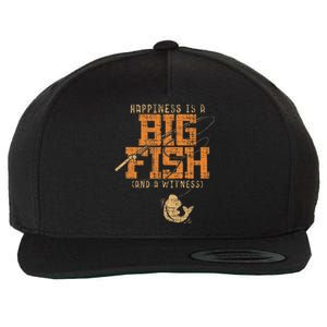 Happiness Is A Big Fish And A Witness Fishing Tee Wool Snapback Cap