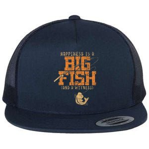 Happiness Is A Big Fish And A Witness Fishing Tee Flat Bill Trucker Hat