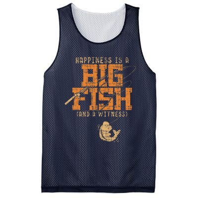 Happiness Is A Big Fish And A Witness Fishing Tee Mesh Reversible Basketball Jersey Tank