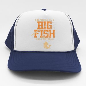 Happiness Is A Big Fish And A Witness Fishing Tee Trucker Hat