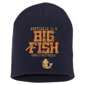 Happiness Is A Big Fish And A Witness Fishing Tee Short Acrylic Beanie