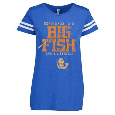 Happiness Is A Big Fish And A Witness Fishing Tee Enza Ladies Jersey Football T-Shirt