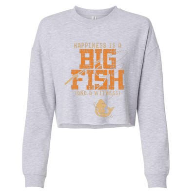 Happiness Is A Big Fish And A Witness Fishing Tee Cropped Pullover Crew