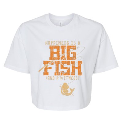 Happiness Is A Big Fish And A Witness Fishing Tee Bella+Canvas Jersey Crop Tee