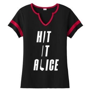 Hit It Alice Golf I Love Golfing Club Ladies Halftime Notch Neck Tee