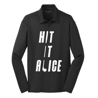 Hit It Alice Golf I Love Golfing Club Silk Touch Performance Long Sleeve Polo