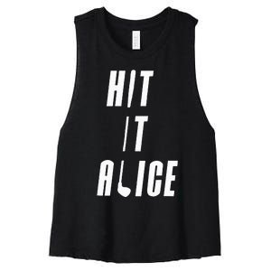 Hit It Alice Golf I Love Golfing Club Women's Racerback Cropped Tank