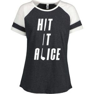 Hit It Alice Golf I Love Golfing Club Enza Ladies Jersey Colorblock Tee