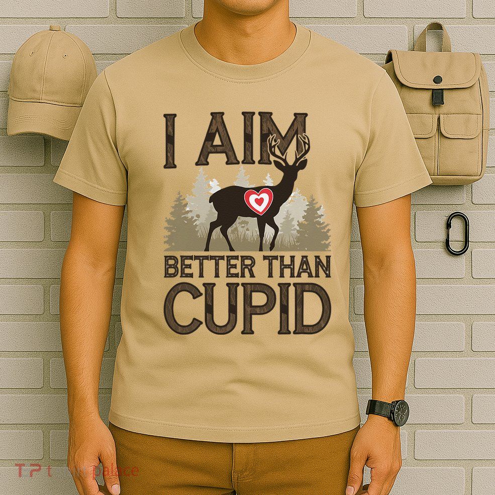 Hunter I Aim Better Than Cupid Deer Hunting Valentine’S Day T-Shirt