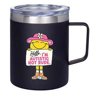 Hello IM Autistic Not Rude Funny Cool Gift 12oz Stainless Steel Coffee Mug