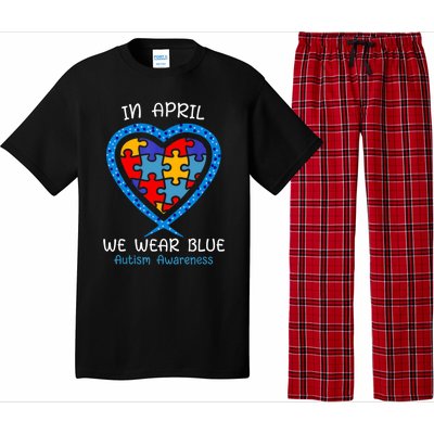 Heart In April We Wear Blue Autism Awareness Month Puzzle Gift Pajama Set