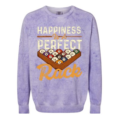 Happiness Is A Perfect Rack  Billiard 8 Ball Pool Player Colorblast Crewneck Sweatshirt