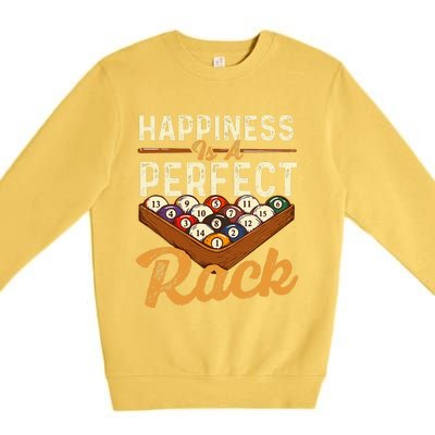 Happiness Is A Perfect Rack  Billiard 8 Ball Pool Player Premium Crewneck Sweatshirt