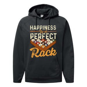 Happiness Is A Perfect Rack  Billiard 8 Ball Pool Player Performance Fleece Hoodie