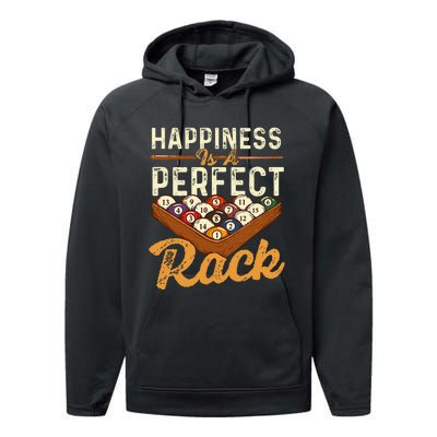 Happiness Is A Perfect Rack  Billiard 8 Ball Pool Player Performance Fleece Hoodie