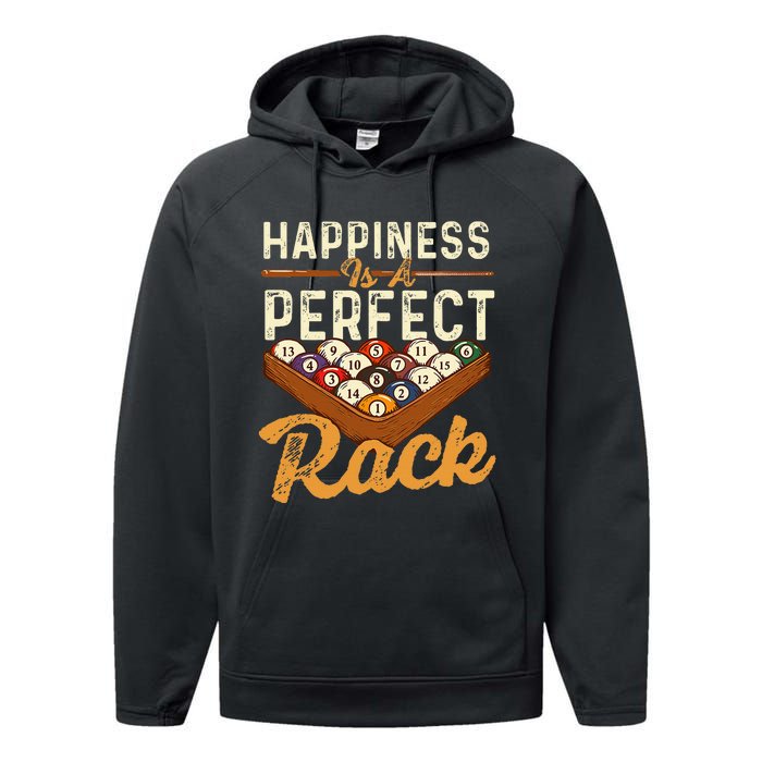 Happiness Is A Perfect Rack  Billiard 8 Ball Pool Player Performance Fleece Hoodie