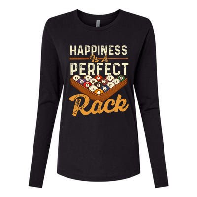 Happiness Is A Perfect Rack  Billiard 8 Ball Pool Player Womens Cotton Relaxed Long Sleeve T-Shirt