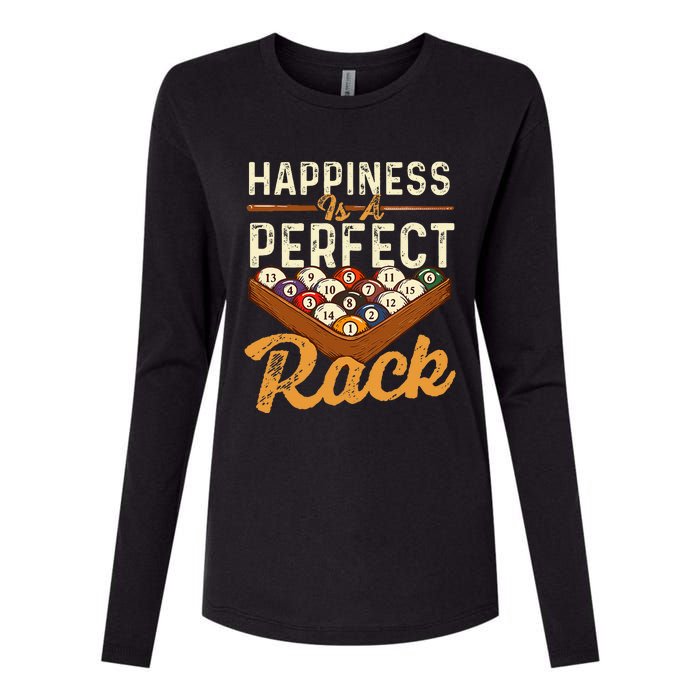 Happiness Is A Perfect Rack  Billiard 8 Ball Pool Player Womens Cotton Relaxed Long Sleeve T-Shirt