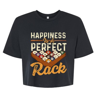 Happiness Is A Perfect Rack  Billiard 8 Ball Pool Player Bella+Canvas Jersey Crop Tee