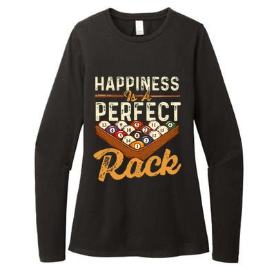 Happiness Is A Perfect Rack  Billiard 8 Ball Pool Player Womens CVC Long Sleeve Shirt