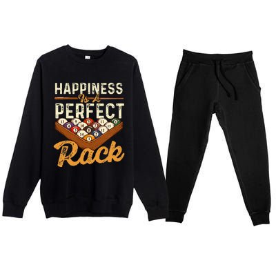 Happiness Is A Perfect Rack  Billiard 8 Ball Pool Player Premium Crewneck Sweatsuit Set