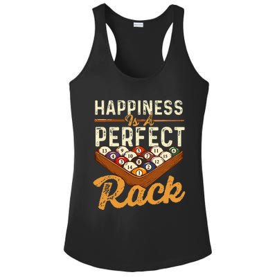 Happiness Is A Perfect Rack  Billiard 8 Ball Pool Player Ladies PosiCharge Competitor Racerback Tank