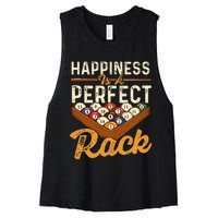 Happiness Is A Perfect Rack  Billiard 8 Ball Pool Player Women's Racerback Cropped Tank