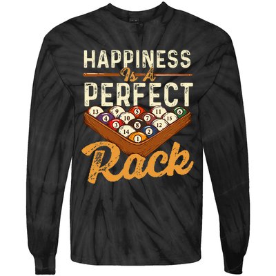 Happiness Is A Perfect Rack  Billiard 8 Ball Pool Player Tie-Dye Long Sleeve Shirt