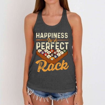 Happiness Is A Perfect Rack  Billiard 8 Ball Pool Player Women's Knotted Racerback Tank