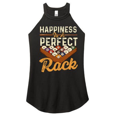 Happiness Is A Perfect Rack  Billiard 8 Ball Pool Player Women’s Perfect Tri Rocker Tank