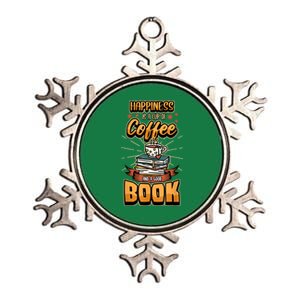 Happiness Is A Cup Of Coffee And A Good Book Bookworm Book Metallic Star Ornament