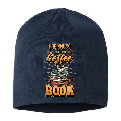 Happiness Is A Cup Of Coffee And A Good Book Bookworm Book Sustainable Beanie