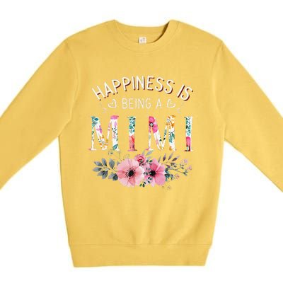 Happiness Is Being A Mimi Funny Mimi Mother's Day Premium Crewneck Sweatshirt