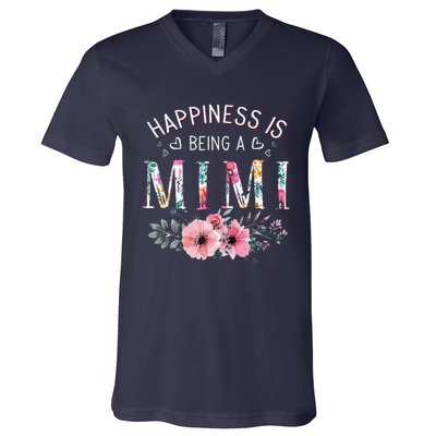 Happiness Is Being A Mimi Funny Mimi Mother's Day V-Neck T-Shirt