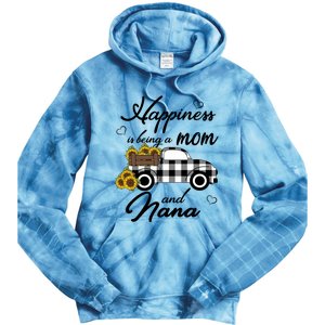 Happiness Is Being A Mom And Nana Cute Sunflower Grandma Gift Tie Dye Hoodie