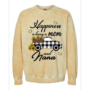 Happiness Is Being A Mom And Nana Cute Sunflower Grandma Gift Colorblast Crewneck Sweatshirt