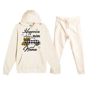 Happiness Is Being A Mom And Nana Cute Sunflower Grandma Gift Premium Hooded Sweatsuit Set