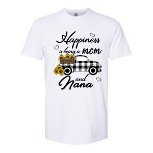 Happiness Is Being A Mom And Nana Cute Sunflower Grandma Gift Softstyle CVC T-Shirt