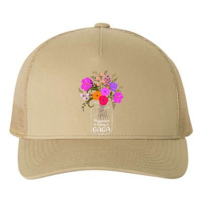 Happiness Is Being A Gaga Gift For Grandma Mom Flower Yupoong Adult 5-Panel Trucker Hat