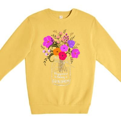 Happiness Is Being A Grandmom Gift Grandma Mom Flower Premium Crewneck Sweatshirt